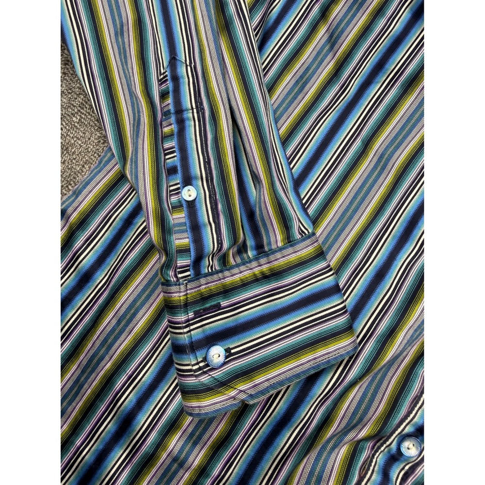 Robert Graham Classic Fit Mens Striped Button Down Shirt Blue Green Purple Mediu - Picture 4 of 8